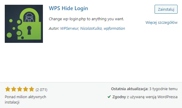 Przykładowa wtyczka do zmiany adresu logowania w WordPress