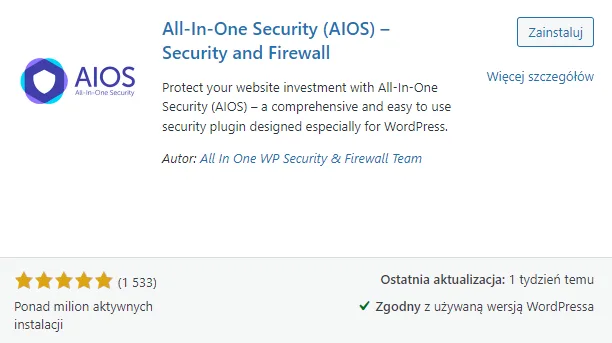 Wtyczka umożliwiająca konfigurację firewalla w WordPress